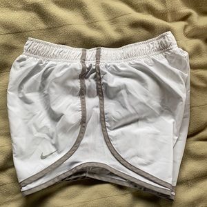 Small white / gray Nike running shorts